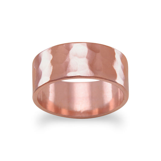 Solid Copper 8mm Hammered Unisex Ring