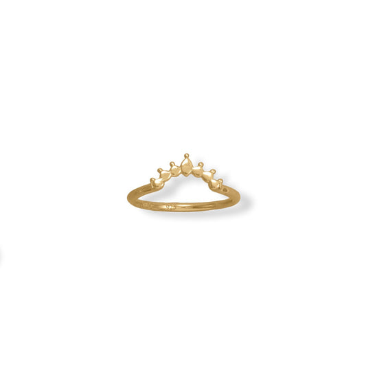 14k Yellow Goldplated Silver Dotted Crown Ring
