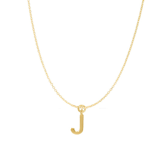 Precious Stars 14K Goldplated Sterling Silver Polished J Charm with Goldfilled 1.5mm Cable Chain (16)