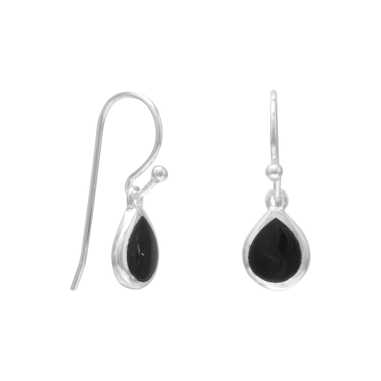 Sterling Silver Black Onyx French Wire Earrings
