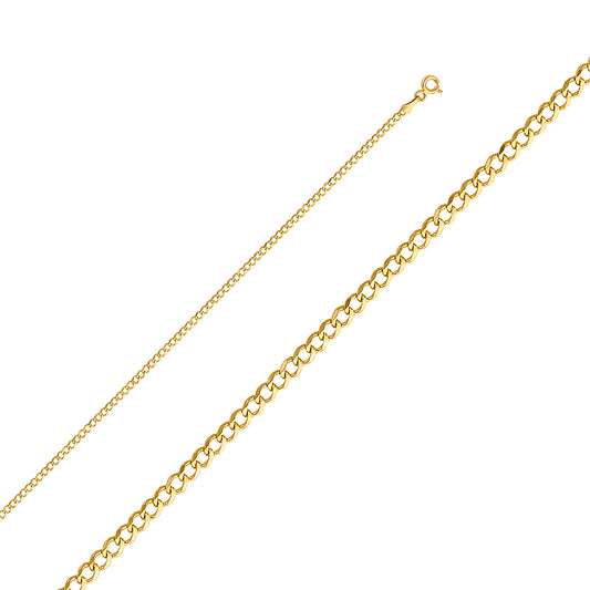 14k Yellow Gold 2.2mm Cuban Chain Necklace