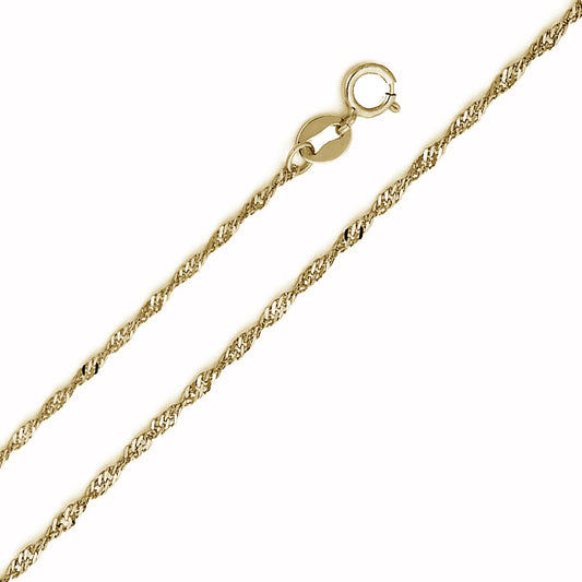 14k Yellow Gold 1.2mm Singapore Pendant Chain Necklace
