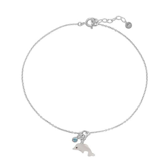 Sterling Silver Crystal and Mother of Pearl Anklet