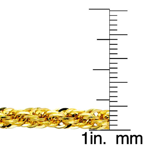 14k Yellow Gold 3.7mm Fancy Hollow Rope Chain Unisex Necklace