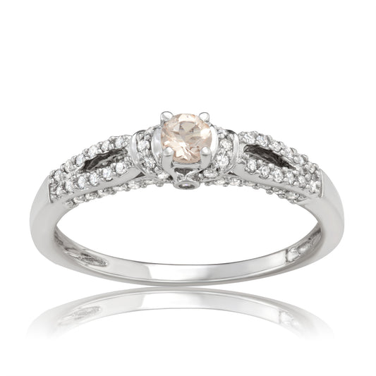 14K White Gold 0.50ct TW Morganite and White Diamond Engagement Ring