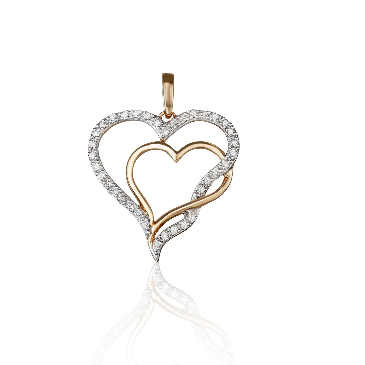 10k Yellow Gold 0.15 ct TDW White Diamond Heart Necklace