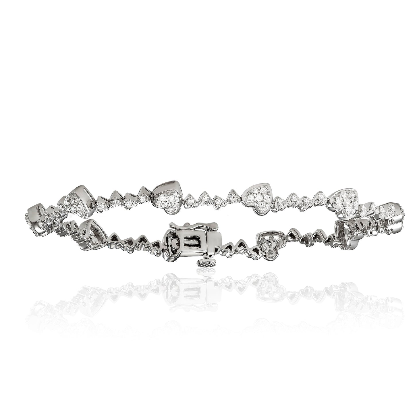 Sterling Silver 1.00ct TDW White Diamond 7 Inch Heart Link Bracelet