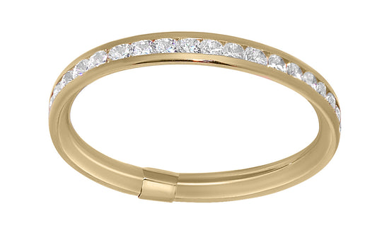 14k Yellow Gold Channel-Set Round-Cut Cubic Zirconia Thin Eternity Band