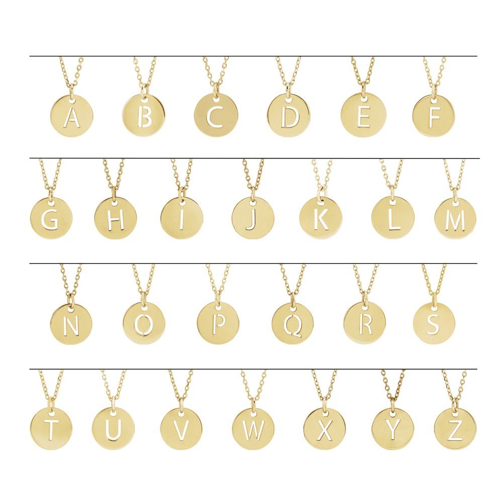 18K Yellow Gold-Plated Sterling Silver Initial C Disc Pendant