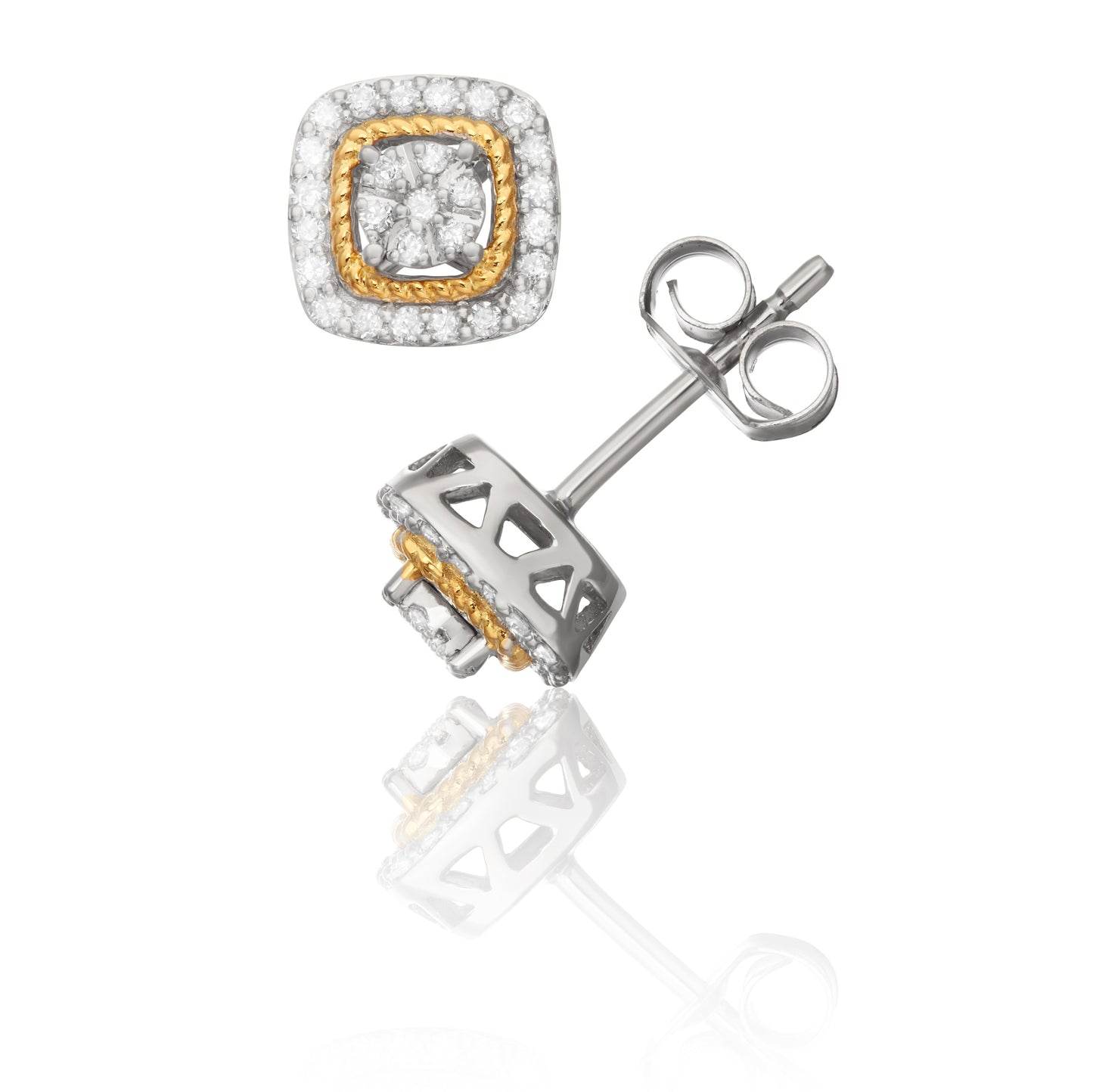Yellow Goldplated Silver 0.25ct TDW White Diamond Stud Earrings