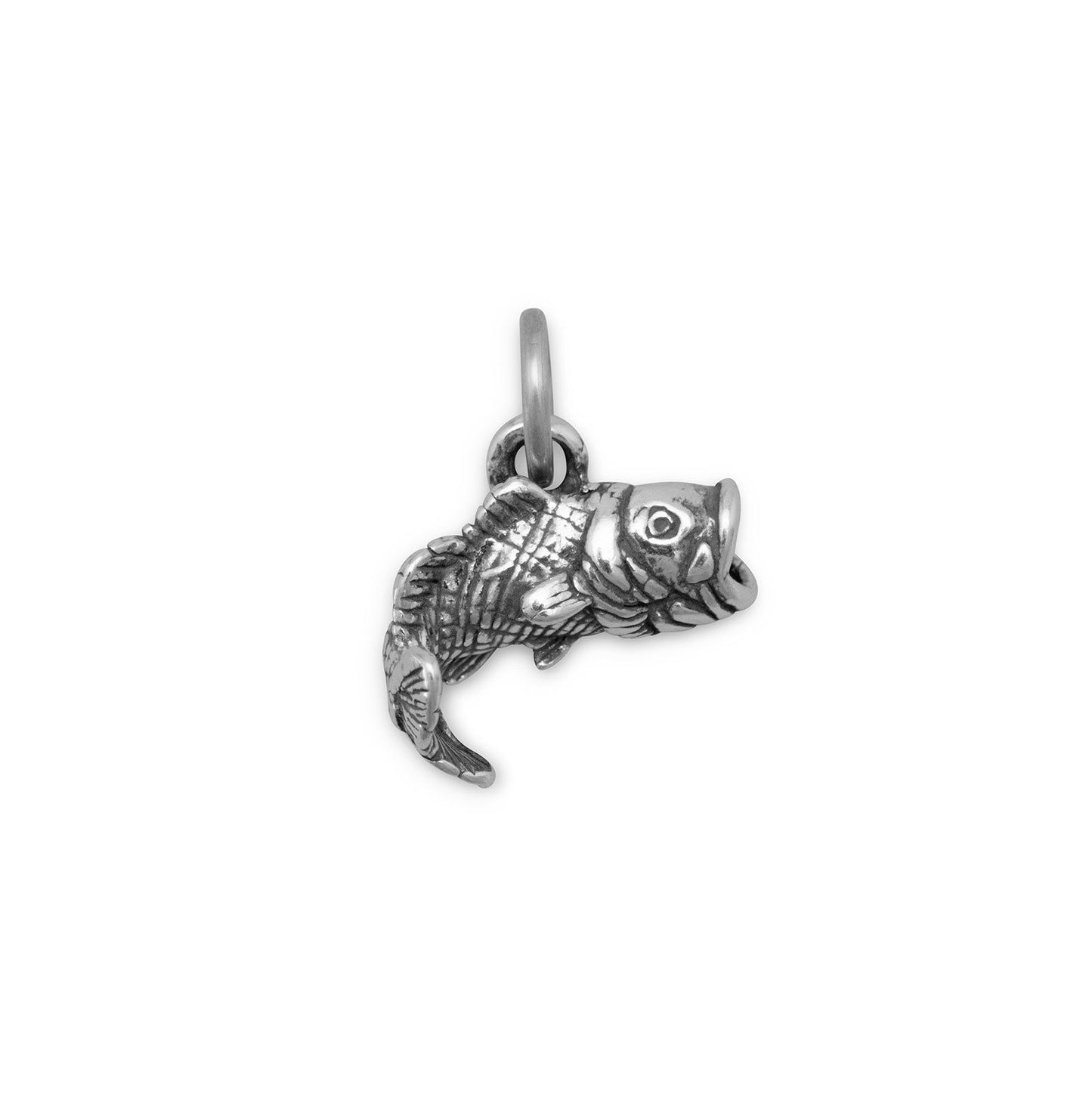 Sterling Silver Large Mouth Bass Bracelet Charm