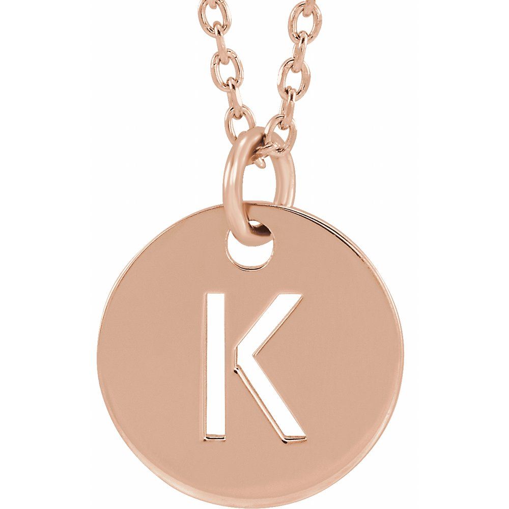 18K Rose Gold-Plated Silver Initial K Dangle Disc Necklace