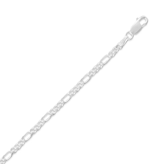 Precious Stars Sterling Silver 2.8 mm Figaro Chain Necklace (16)