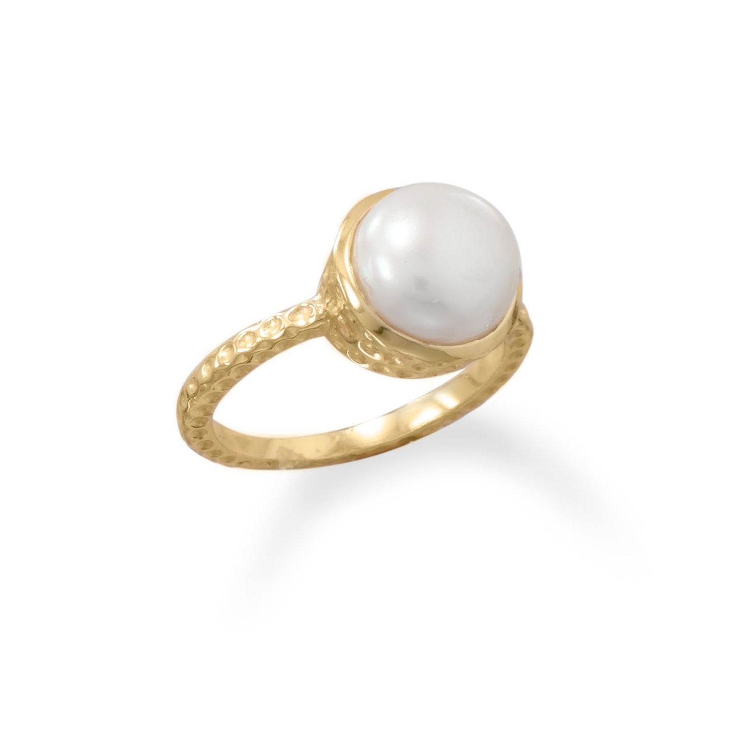 14k Yellow Goldplated Silver Cultured Freshwater Pearl Ring