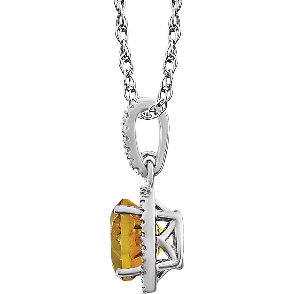 Sterling Silver Natural Citrine & .01 CTW Natural Diamond 18" Necklace