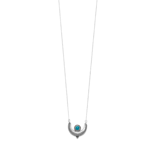 Oxidized Sterling Silver Turquoise Crescent Necklace