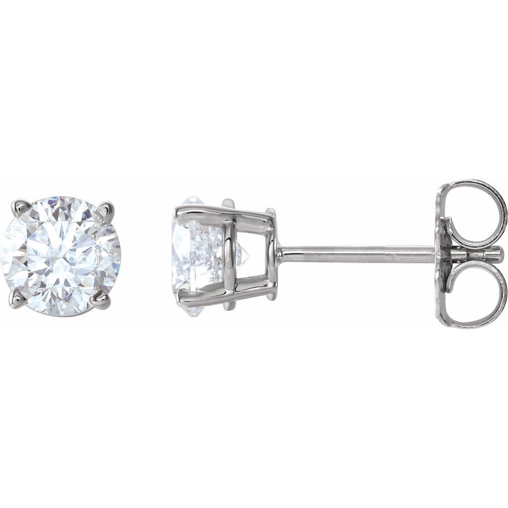 14k White Gold 4 mm Natural White Sapphire Stud Earrings