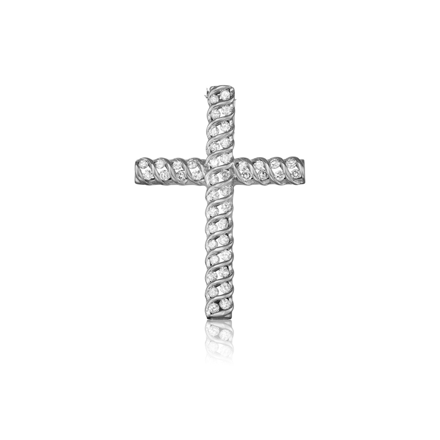 Sterling Silver 0.50 ct TDW White Diamond Cross Necklace