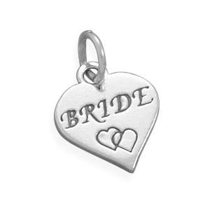 Sterling Silver Oxidized Bride Bracelet Charm