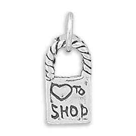 Sterling Silver Love to Shop Reversible Bag Bracelet Charm