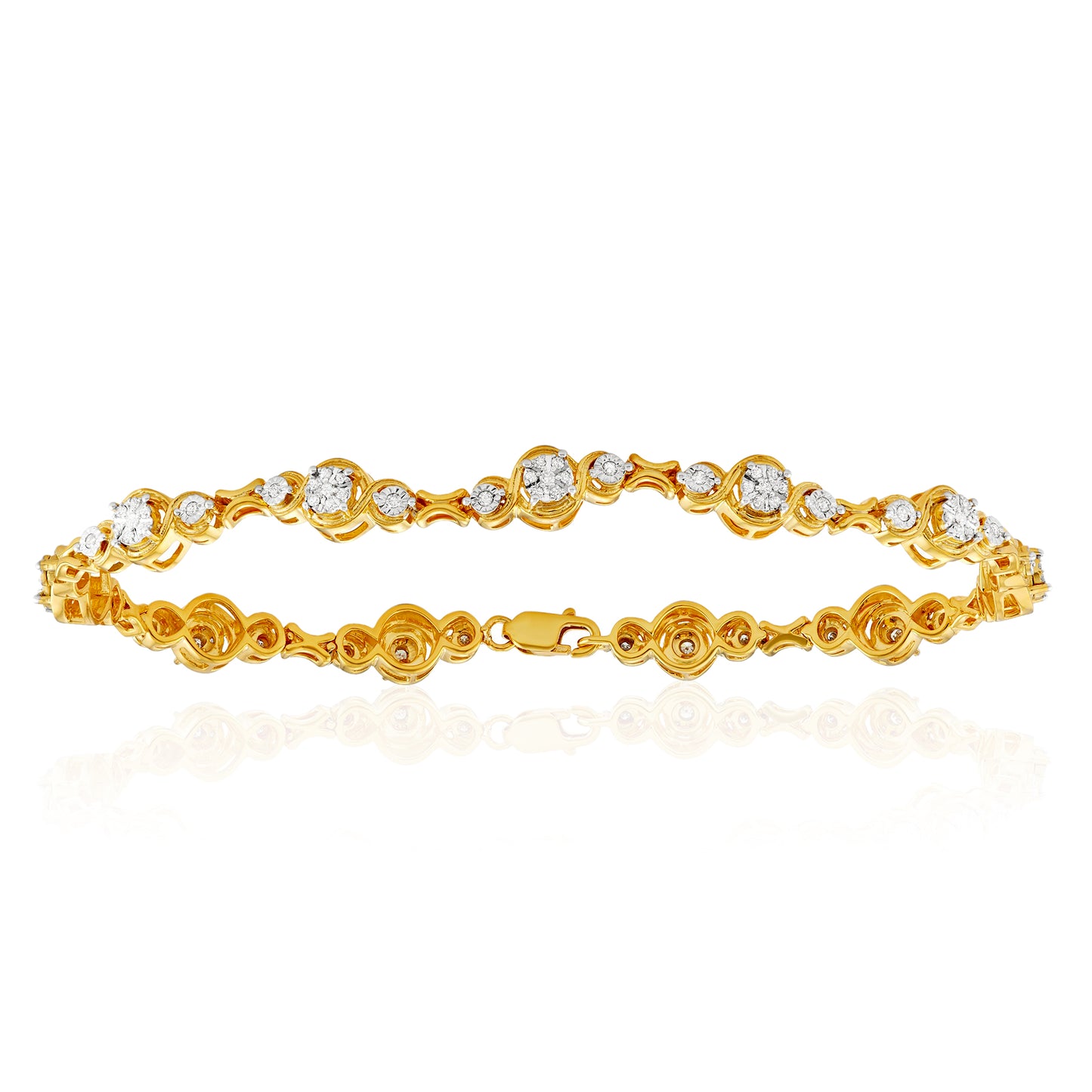 Yellow Goldplated Silver 0.50ct TDW White Diamond 7 Inch Link Tennis Bracelet