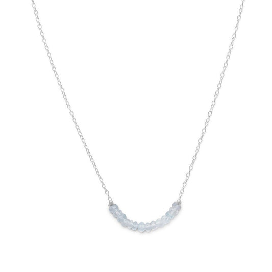 Sterling Silver Faceted Aquamarine Bead Necklace - March Birthstone