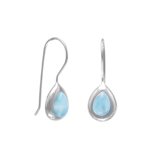 Sterling Silver Pear-cut Blue Larimar Drop Earrings
