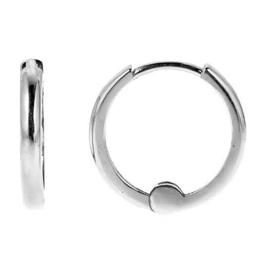 14k White Gold 8mm Thin Hinged Hoop Earrings