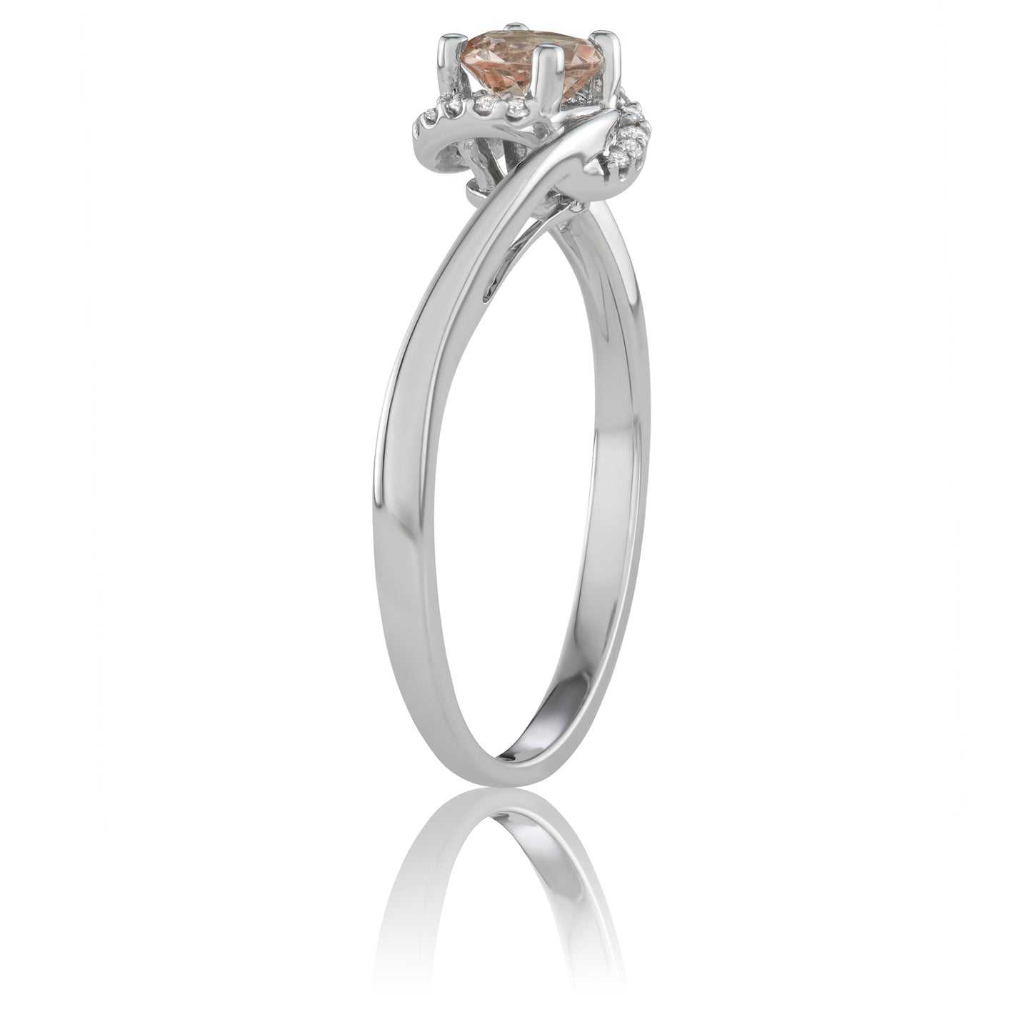 14K White Gold 0.50ct TW Morganite and Diamond Twisted Ring