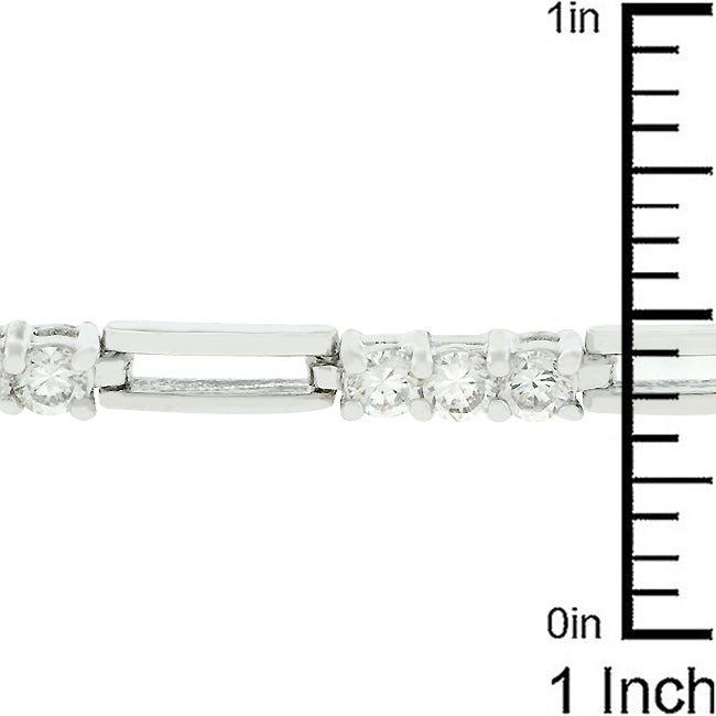 Precious Stars Silvertone Elegant Triplet Cubic Zirconia 6.5" Ladies Bracelet