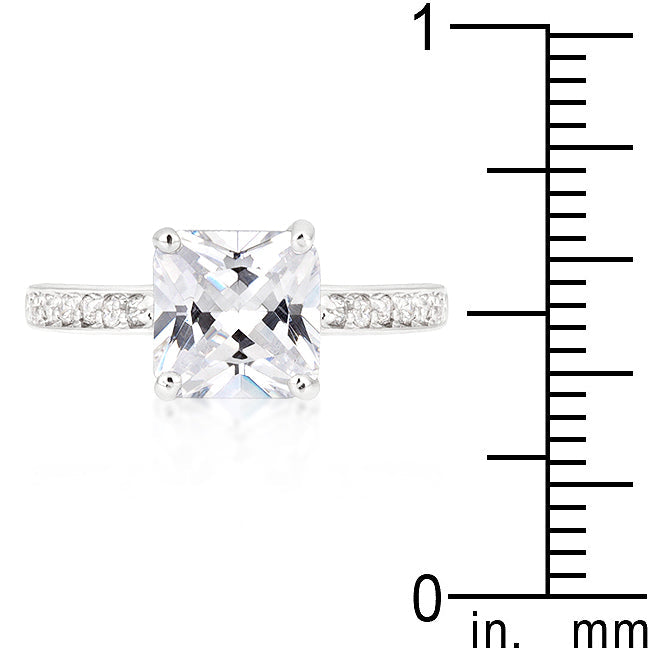 Precious Stars Sterling Silver Princess-cut  Cubic Zirconia Engagement Ring