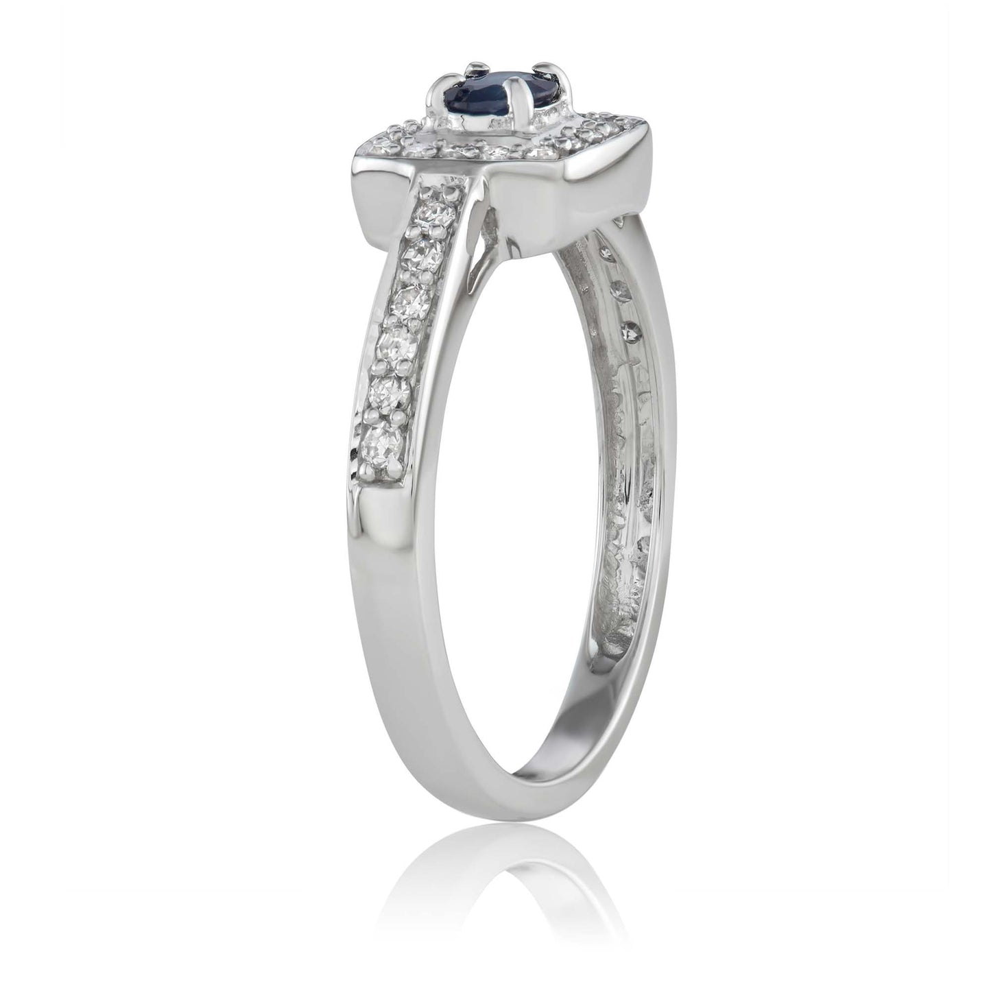 14K White Gold 0.50ct TW Sapphire and Diamond Halo Engagement Ring