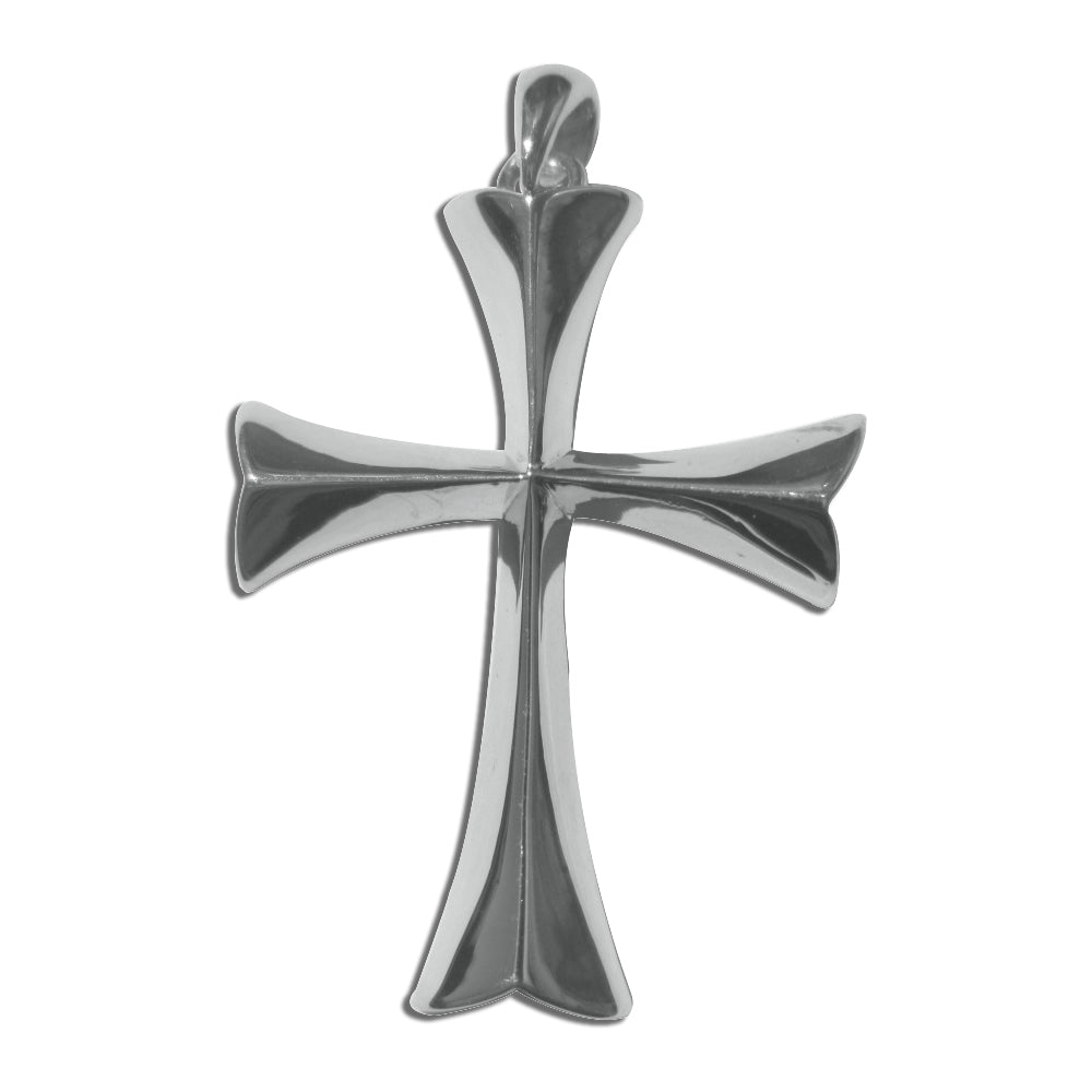 Sterling Silver Large Flared Roman Cross Pendant Charm