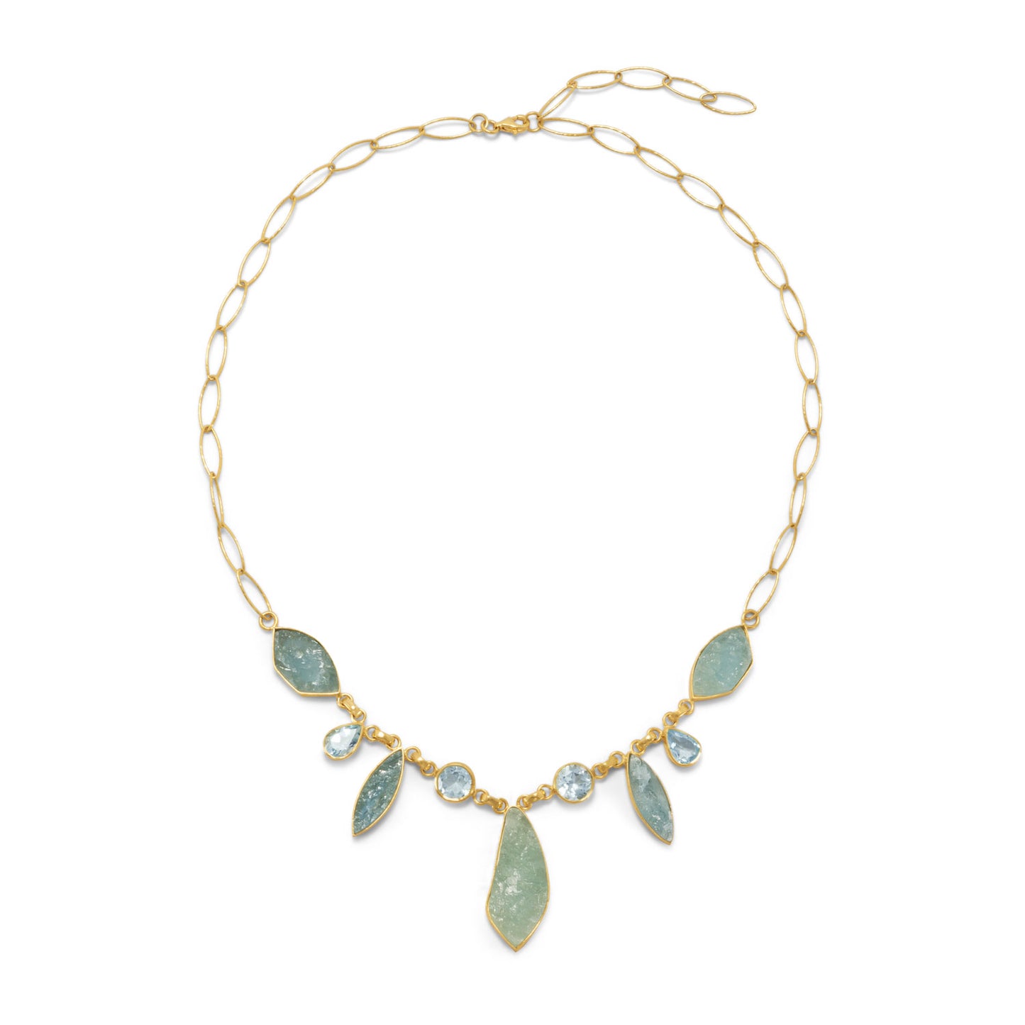 14k Goldplated Silver Aquamarine and Blue Topaz Necklace