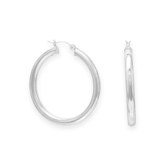 Sterling Silver 40mm Tube Hoop Earrings