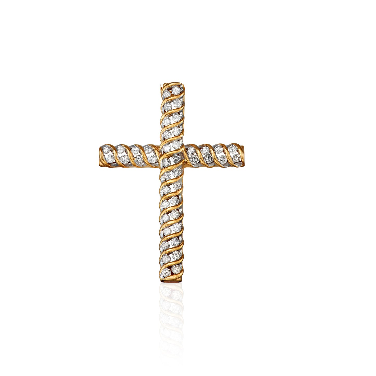 Yellow Gold-Plated Sterling Silver 0.50 ct TDW White Diamond Cross Necklace