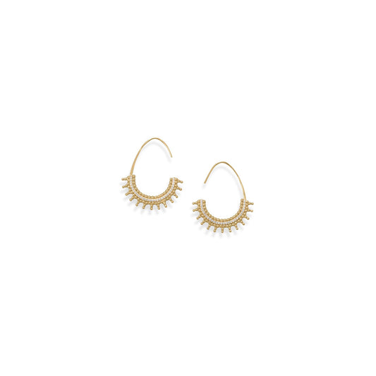 14k Yellow Goldplated Silver Cubic Zirconia Semi-Hoop Earrings