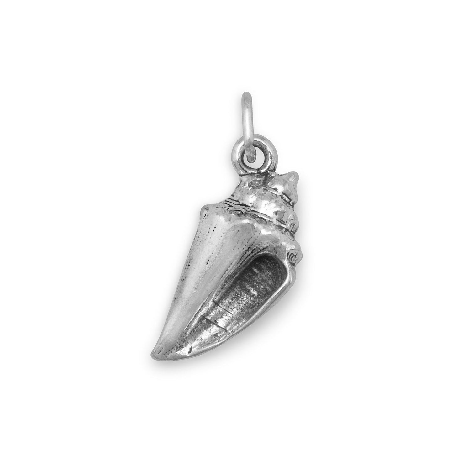 Sterling Silver Oxidized Conch Shell Bracelet Charm