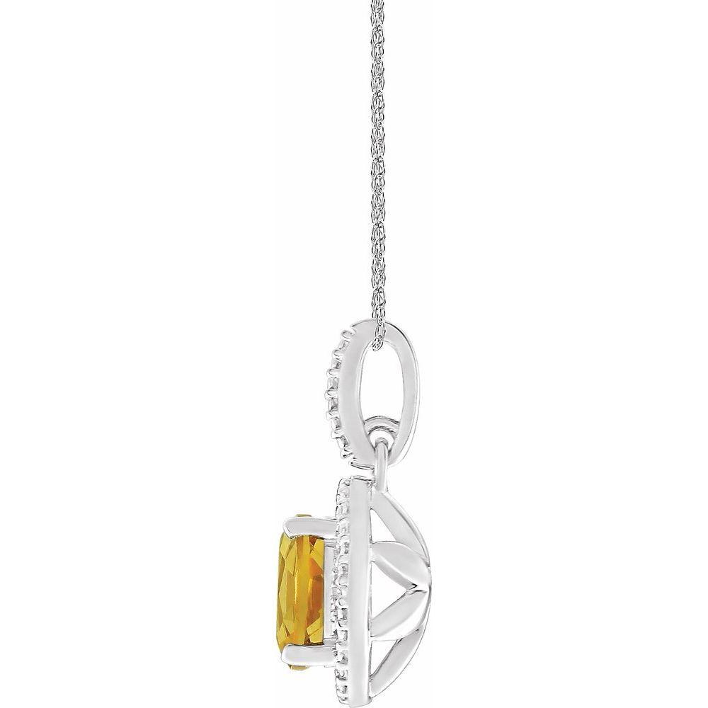 Sterling Silver Natural Citrine & .01 CTW Natural Diamond 18" Necklace