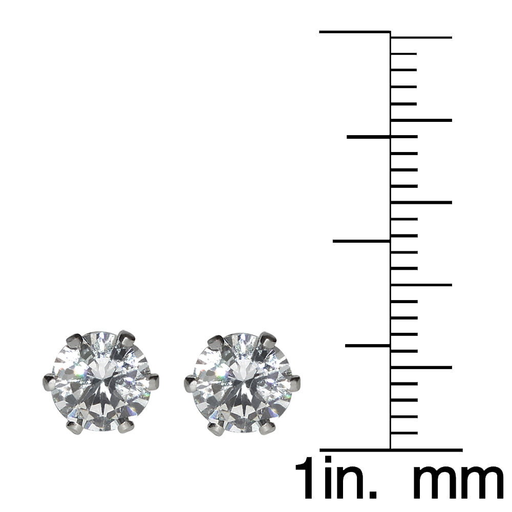 Silvertone Cubic Zirconia Solitaire Earring and Necklace Set