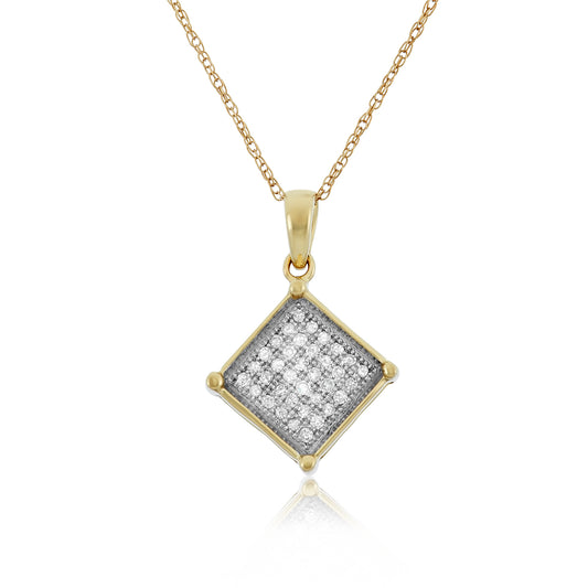10k Yellow Gold 0.16 ct TDW White Diamond Square Necklace