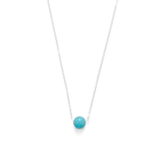 Sterling Silver Blue Magnesite Floating Bead Necklace
