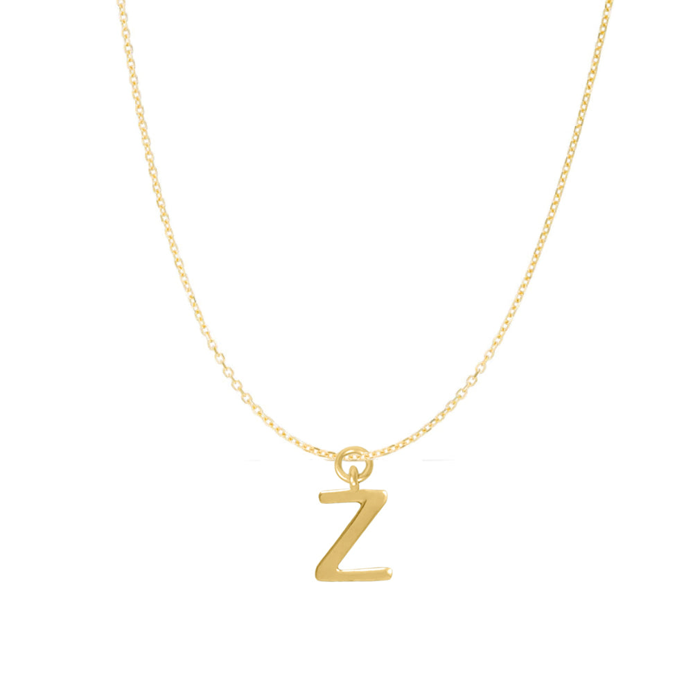 14K Goldplated Sterling Silver Polished "Z" Charm With Goldfilled 1.5mm Cable Chain