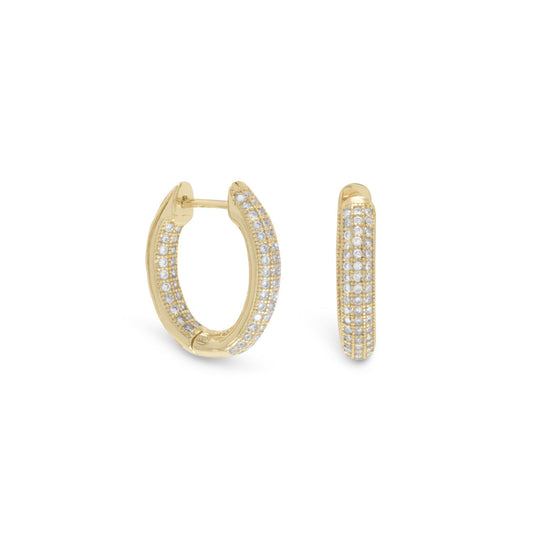 14k Goldplated Silver Cubic Zirconia Inside-Out Hoop Earrings