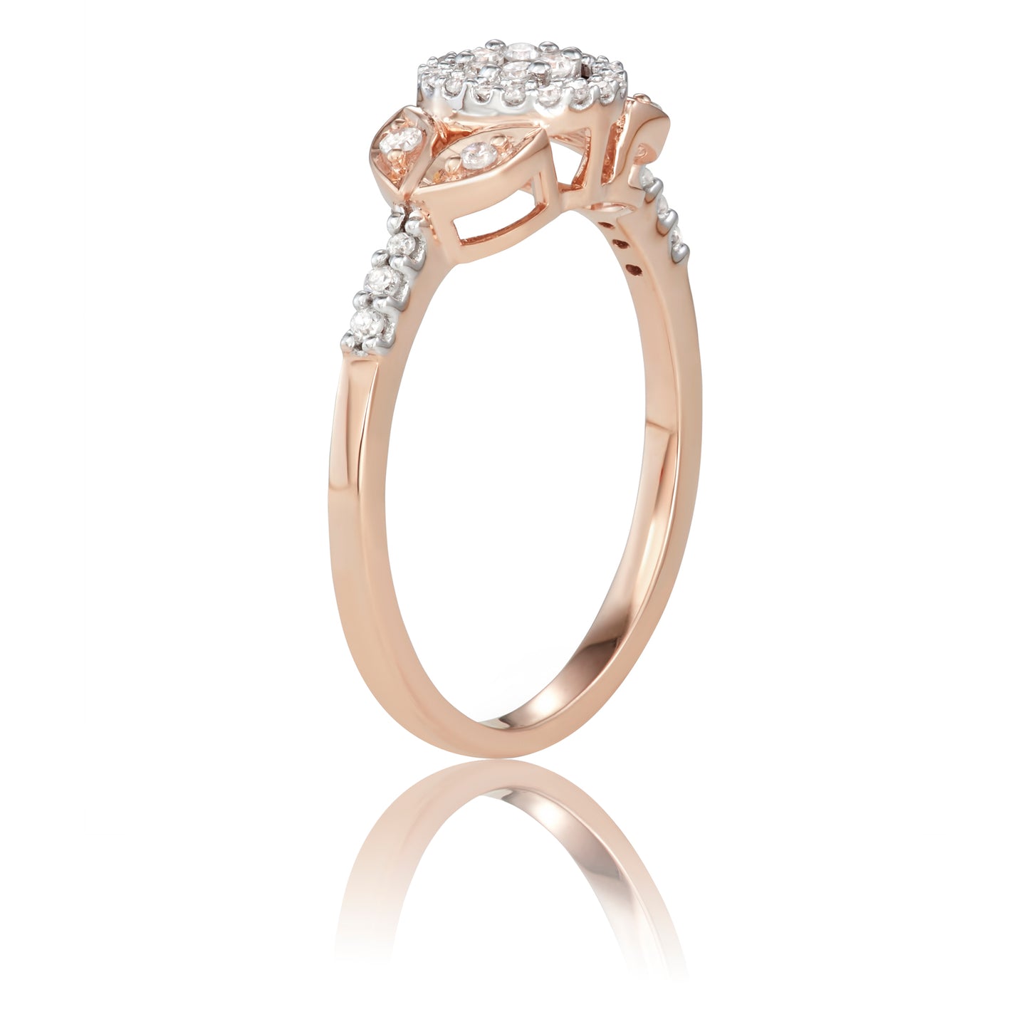 10k Rose Gold 0.23ct TDW White Diamond Floral Halo Engagment Ring
