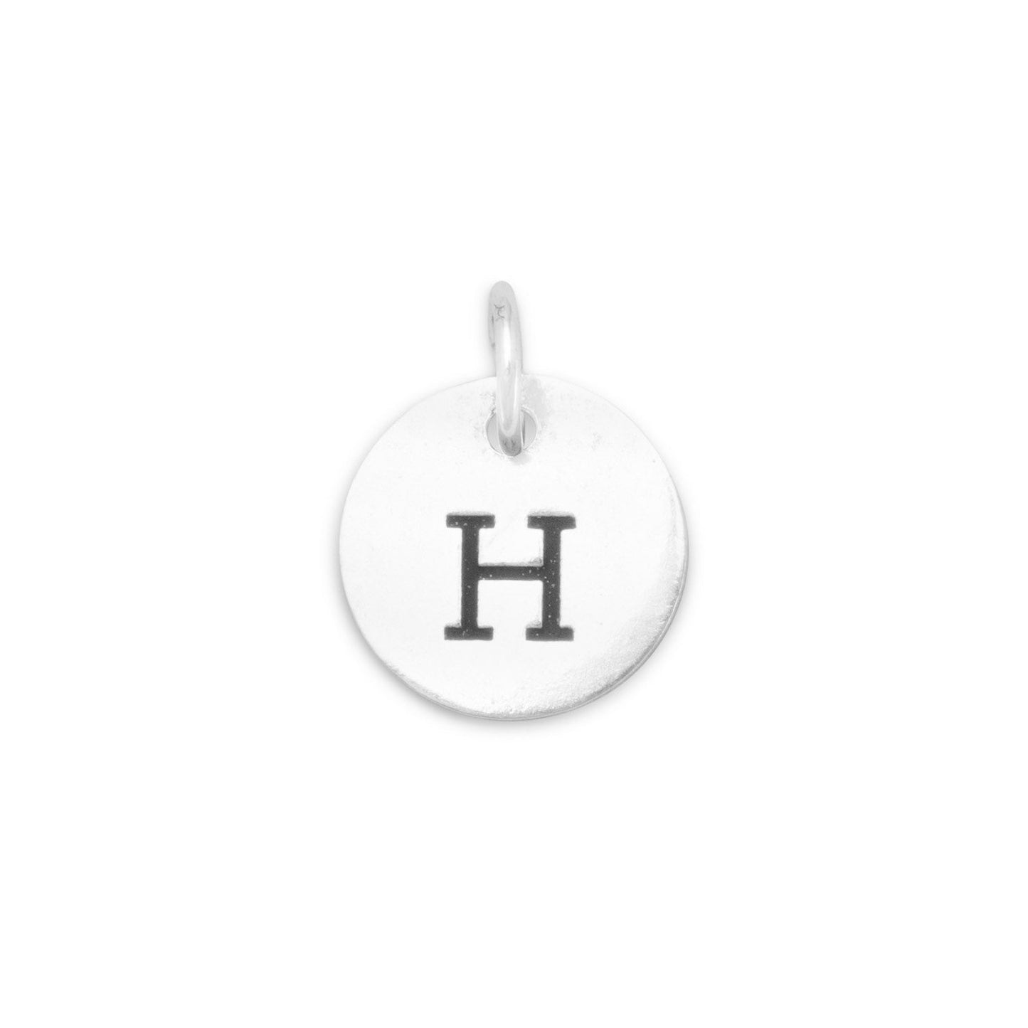 Sterling Silver Oxidized Initial H Bracelet Charm