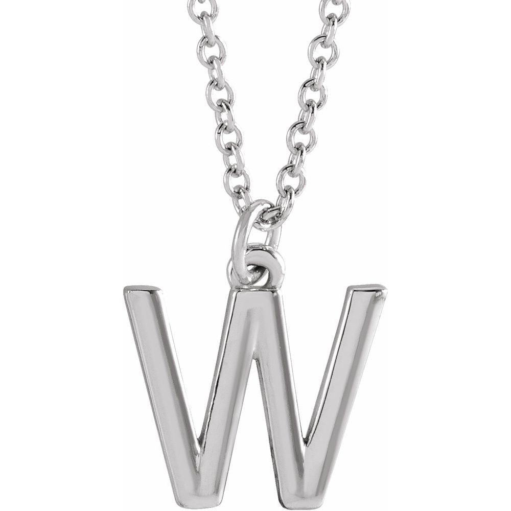 Sterling Silver Initial W Dangle Necklace