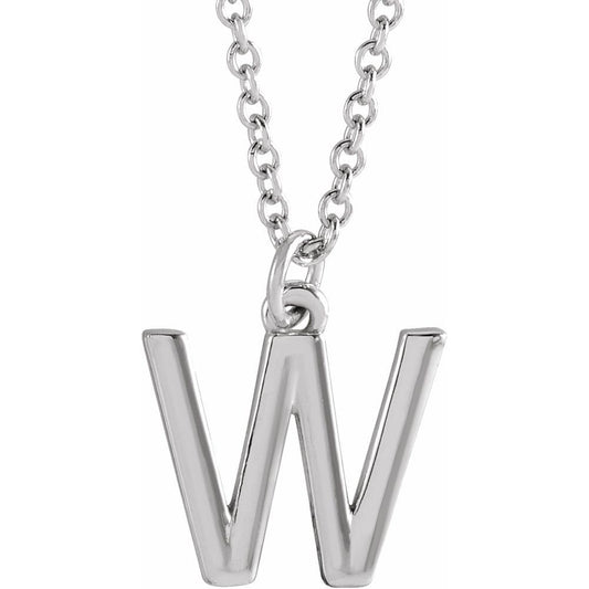 Sterling Silver Initial W Dangle Necklace