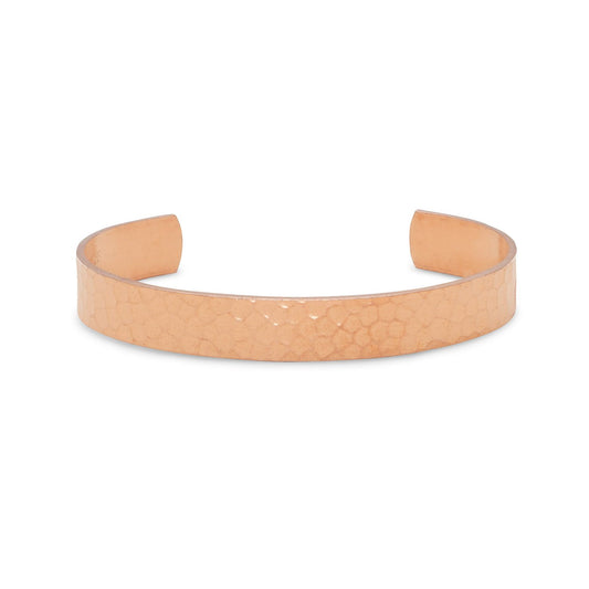 Solid Hammered Copper Unisex 9.9mm Cuff Bracelet