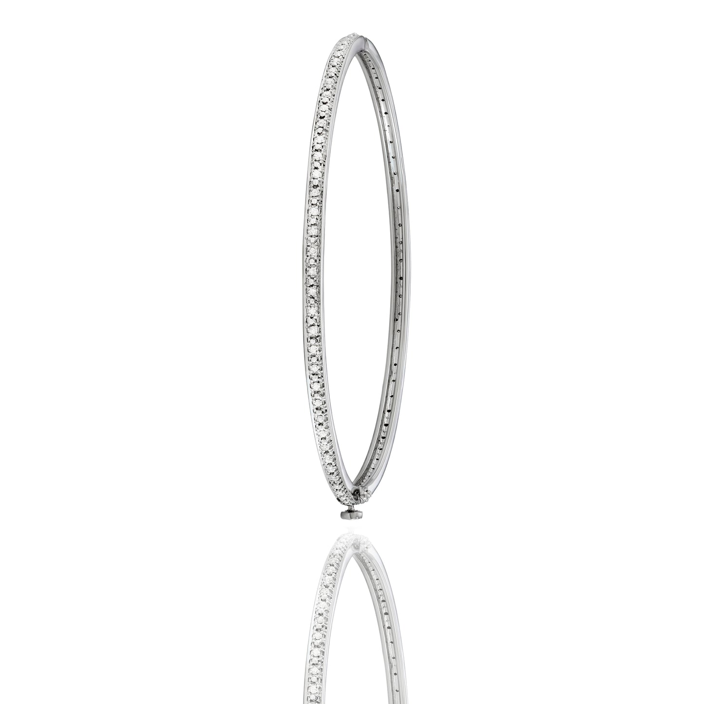 Sterling Silver 0.50ct TDW White Diamond 7 Inch Thin Hinged Bangle Bracelet